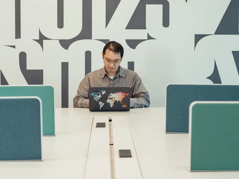 Startup team working together in collaborative environment